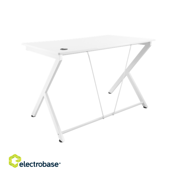 Gaming table DELTACO GAMING WHITE LINEG metal legs, PVC treated surface, built-in hanger for headset, white / GAM-055-W фото 5