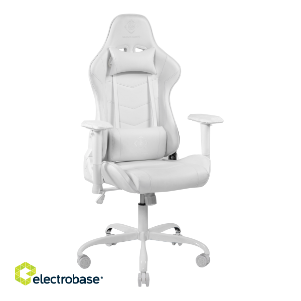  Gaming chair DELTACO GAMING WHITE LINE WCH80 in PU-leather, ergonomic, 5-point wheelbase, high back, white / GAM-096-W image 3