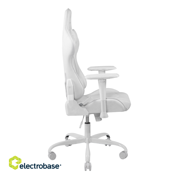  Gaming chair DELTACO GAMING WHITE LINE WCH80 in PU-leather, ergonomic, 5-point wheelbase, high back, white / GAM-096-W image 4