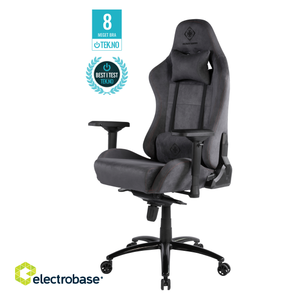 Gaming chair DELTACO GAMING DC430 in soft Alcantara fabric, 4D armrests, ergonomic, 5-point wheelbase, dark gray / GAM-121-DG image 1