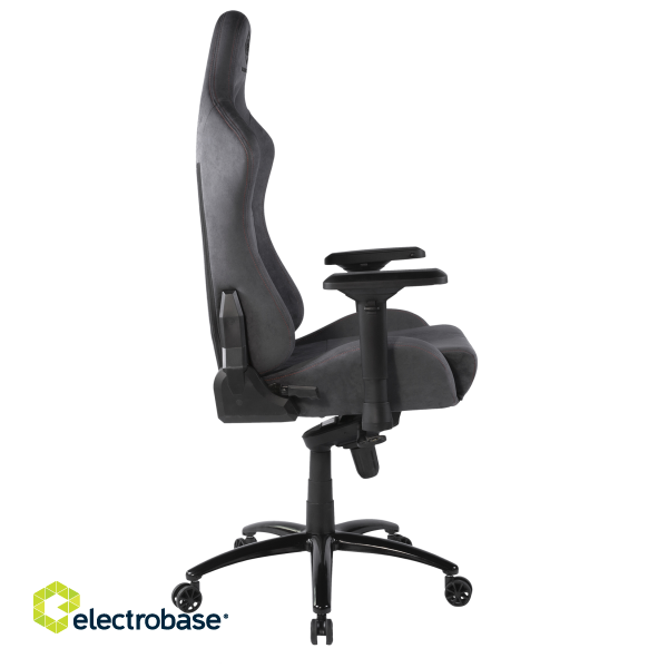 Gaming chair DELTACO GAMING DC430 in soft Alcantara fabric, 4D armrests, ergonomic, 5-point wheelbase, dark gray / GAM-121-DG image 4