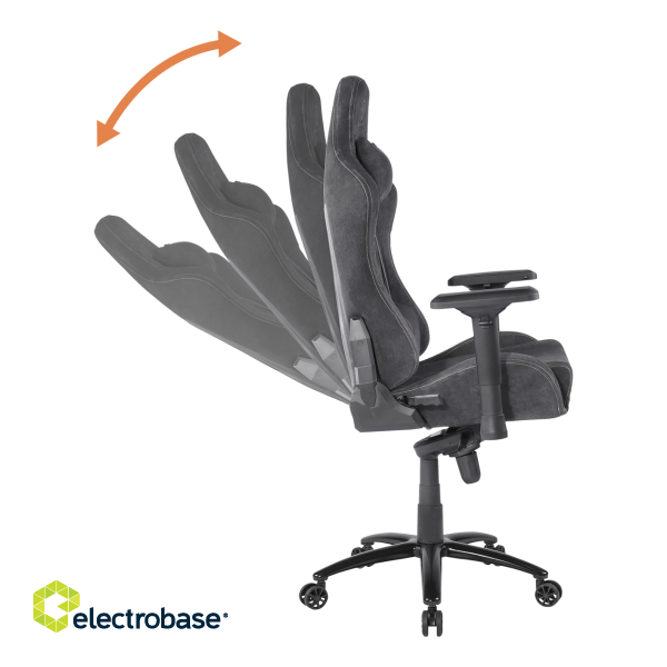 Gaming chair DELTACO GAMING DC430 in soft Alcantara fabric, 4D armrests, ergonomic, 5-point wheelbase, dark gray / GAM-121-DG image 5
