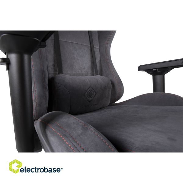 Gaming chair DELTACO GAMING DC430 in soft Alcantara fabric, 4D armrests, ergonomic, 5-point wheelbase, dark gray / GAM-121-DG image 8