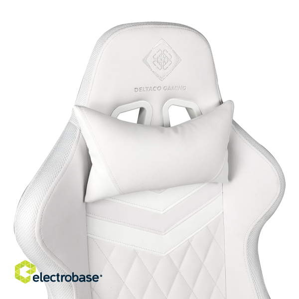 Gaming chair DELTACO GAMING WHITE LINE, RGB, neck cushion, back cushion, white / GAM-080-W