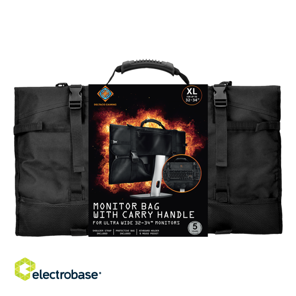 Monitor carrying bag DELTACO GAMING with pockets for accessories size XL, for 32"-34" monitors, black / GAM-122XL image 7