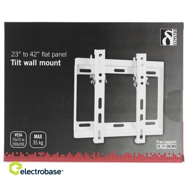 DELTACO wall mount for TV / screen, 23 "-42", max 35 kg , VESA 75x75 to 200x200mm, tiltable 14 &deg;, white  / ARM-520 image 2
