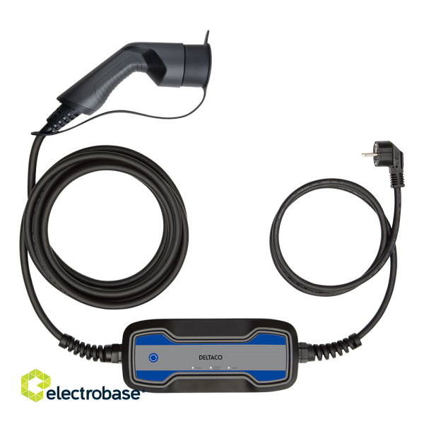 Charging cable DELTACO e-Charge Schuko for type 2, 1 phase, 1.8KW, 4m + 1.5m, black / EV-1227 image 2