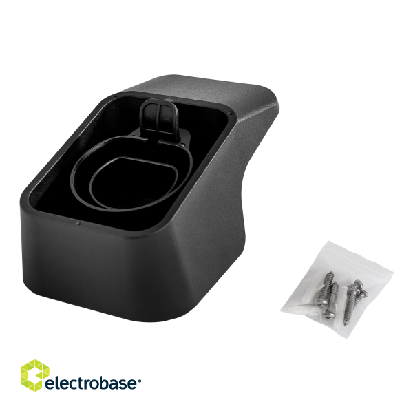 Wall bracket with cable holder  DELTACO eCharge for Type2 charging connector, protects against dirt, black / EV-5105