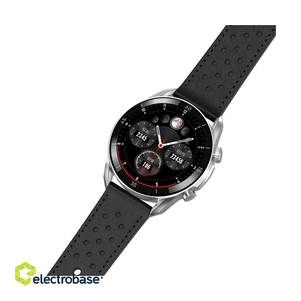 Garett V10 Smartwatch, Silver-black leather image 6