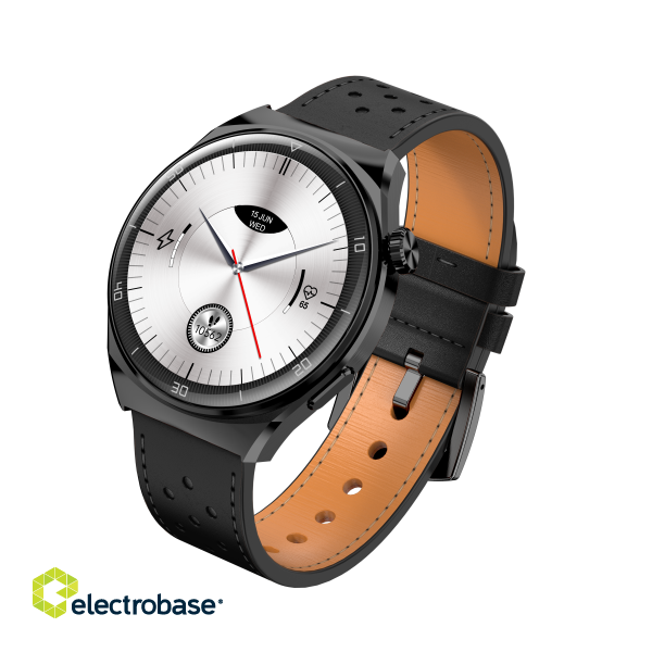 Garett V12 Smartwatch, Black leather image 1