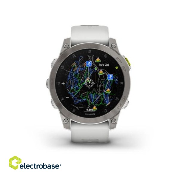 Smart watch Garmin Epix (Gen 2) - Sapphire Edition, Titanium with White Band, 47 mm image 9