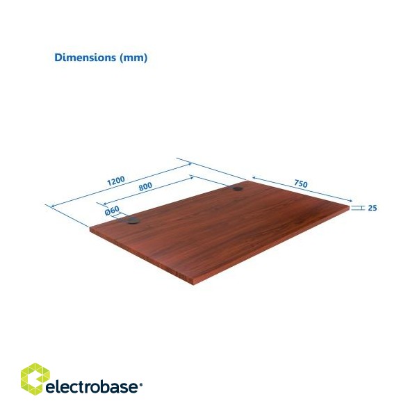 Laminated particle board Table top Up Up, dark walnut 1200x750x25mm фото 1