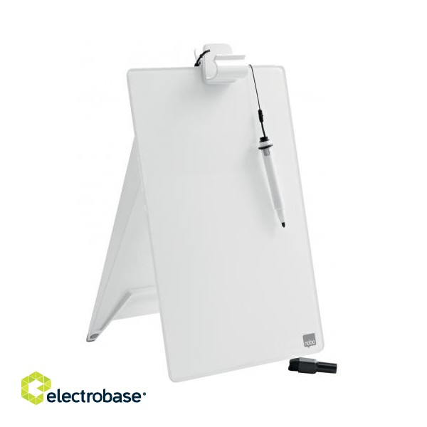 Glass Desktop Whiteboard Easel Nobo Brilliant White 22x30cm image 1