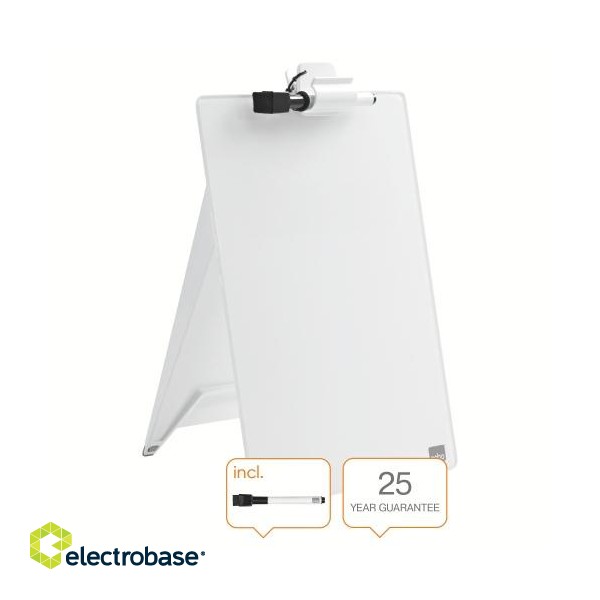 Glass Desktop Whiteboard Easel Nobo Brilliant White 22x30cm image 2