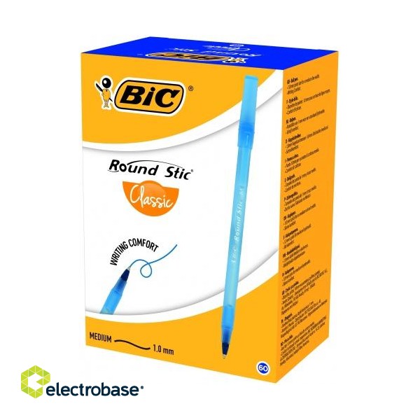 BIC Ballpoint pens ROUND STIC 1.0 mm, blue,Box 60 pcs. 256378