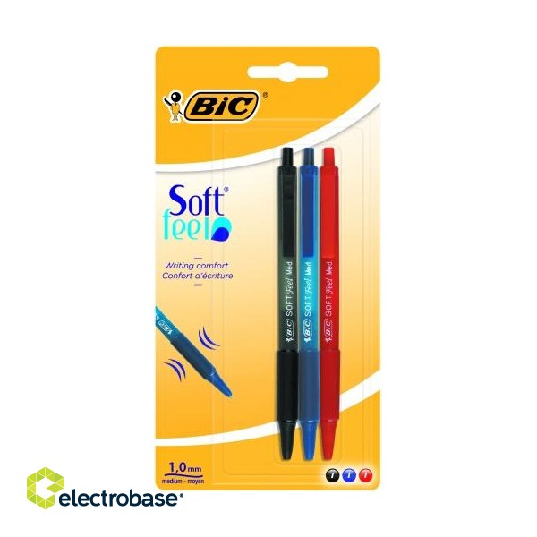 BIC Ballpoint pens SOFT FEEL CLIC GRIP 1.0 mm, Set Assorted 3 psc. 133990