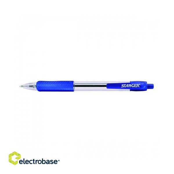 STANGER Ball Point Pens 1.0 Softgrip retractable, blue, Box 10 pcs. 18000300038 фото 1