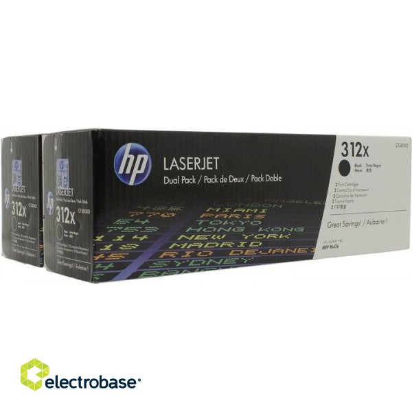 HP 312X (CF380XD) Toner Cartridge, 2-pack, Black (8800 pages) image 1