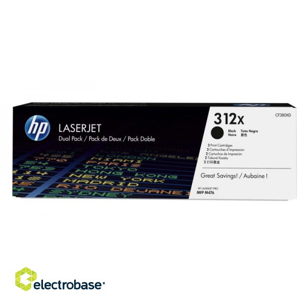 HP 312X (CF380XD) Toner Cartridge, 2-pack, Black (8800 pages) paveikslėlis 2