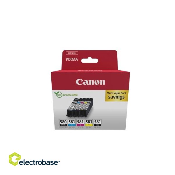 Canon PGI-580/CLI-581 (2078C007) Ink Cartridge Multipack, PGBK/BK/C/M/Y image 1