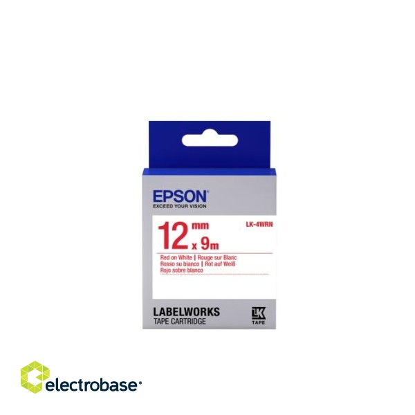 Epson LK-4WRN (C53S654011) Label Cartridge Standard, Red on White 12mm (9m)
