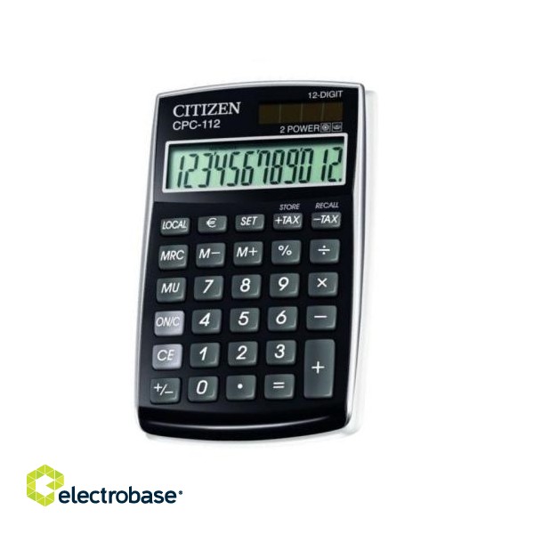 CITIZEN Pocket Calculator CPC-112BKWB black paveikslėlis 1