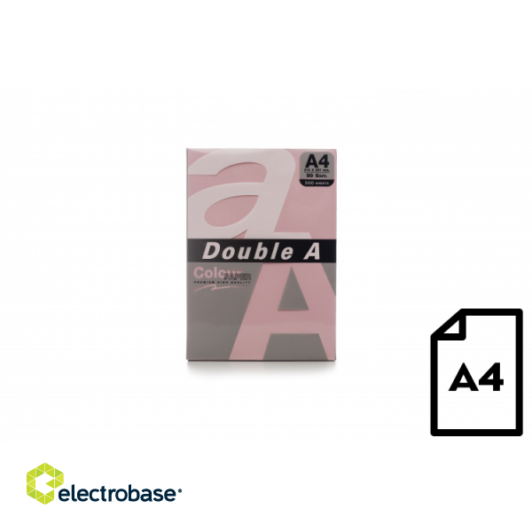 Colour paper Double A, 80g, A4, 500 sheets, Pink image 1