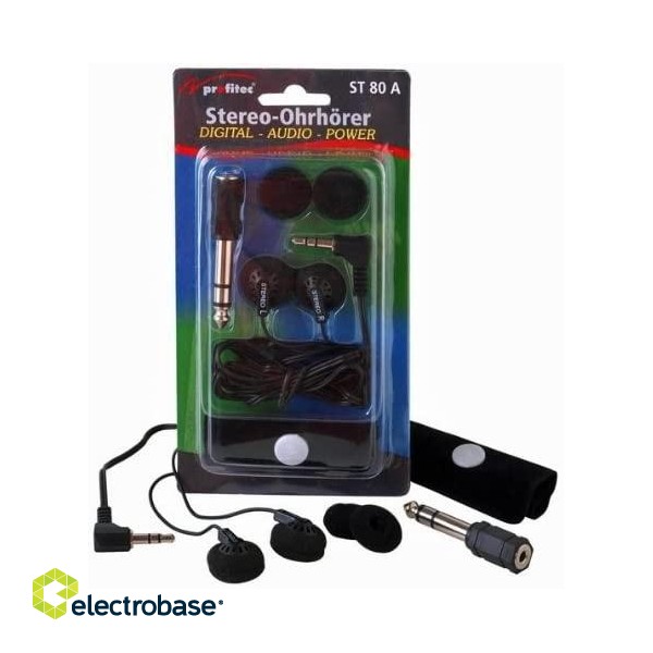Wired Stereo Earphones Profitec St 80 A, 3.5 mm stereo jack, 6.3 mm stereo adaptor paveikslėlis 1