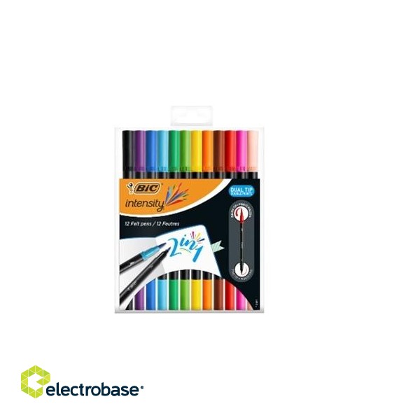 BIC Intensity Dual Tip Felt pens 2 in 1, 12 colours