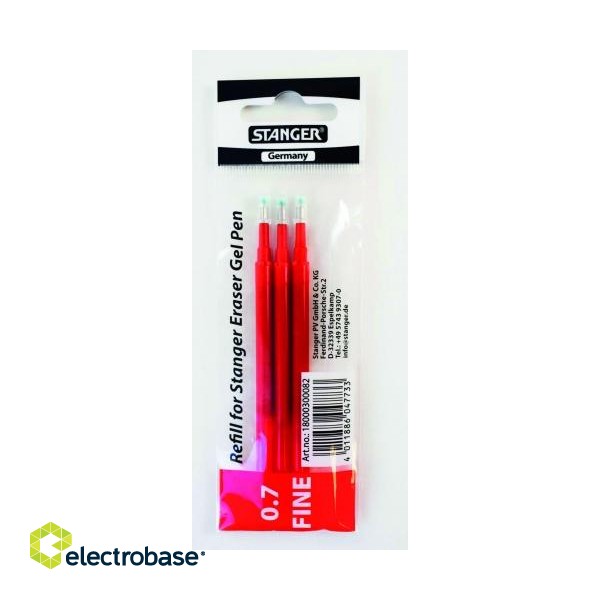 STANGER Refill Eraser Gel Pen 0.7 mm, red, Set 3 pcs. 18000300082 image 1