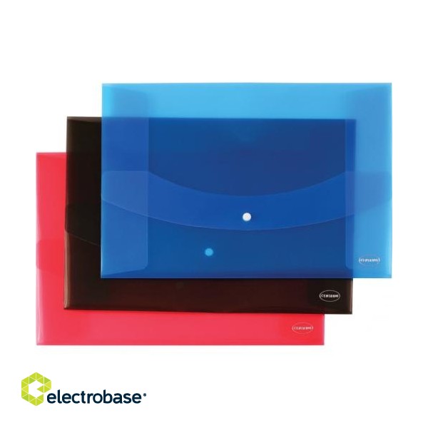 Envelope with clip Centrum, A3, plastic, various colors, transparent