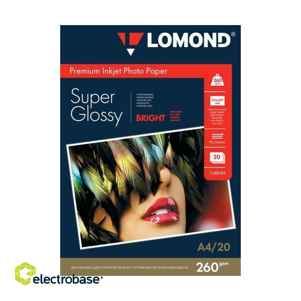 Lomond Premium Photo Paper Super Glossy 260 g/m2 A4, 20 sheets, Bright image 1