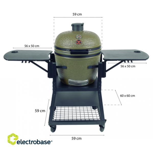 FireBird Kamado Grill 59 cm (23,5 inch) with mobile cooking basket image 4
