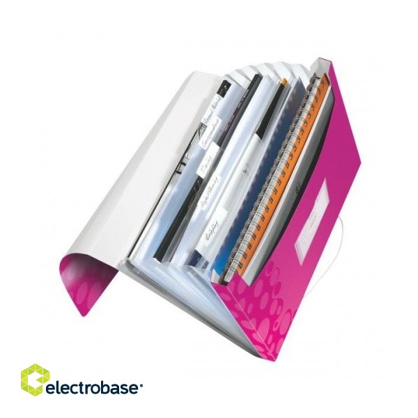 Filing folder with eraser Leitz WOW, A4, plastic, pink, 6 compartments 0816-102 image 2