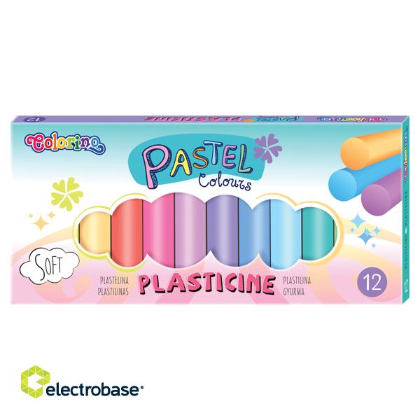 Colorino Pastel plasticine 12 colours round image 1
