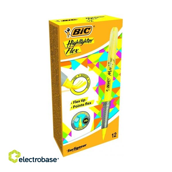 BIC Highlighter FLEX, 1-4 mm, yellow, Box 12 pcs. 448919
