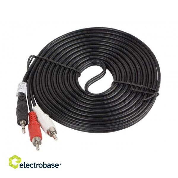 Lanberg CA-MJRC-10CC-0050-BK audio cable Mini Jack 3.5 mm, 2 x RCA (Chinch), 5 m, Black фото 2
