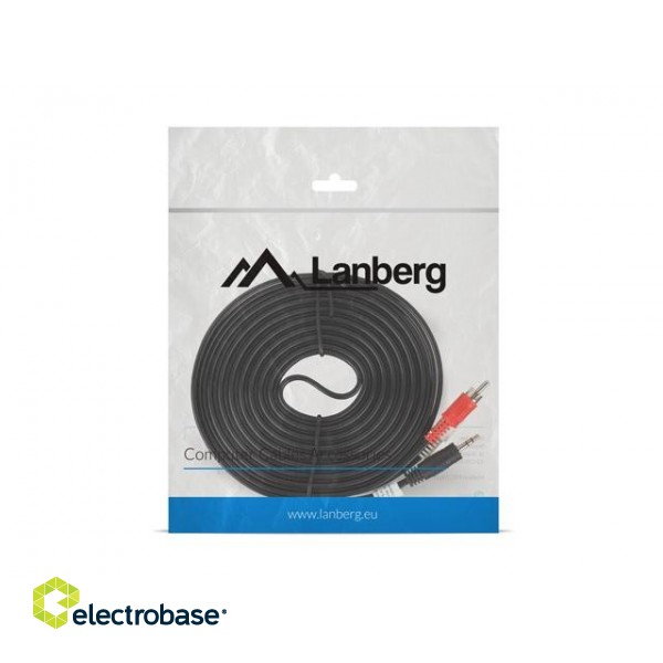 Lanberg CA-MJRC-10CC-0050-BK audio cable Mini Jack 3.5 mm, 2 x RCA (Chinch), 5 m, Black image 3