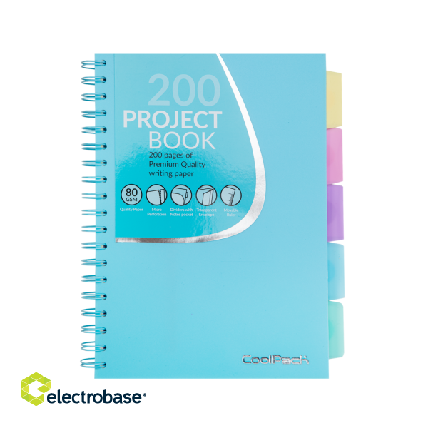 Coolpack spiral note book B5, PP, 200 pages ,square, pastel blue