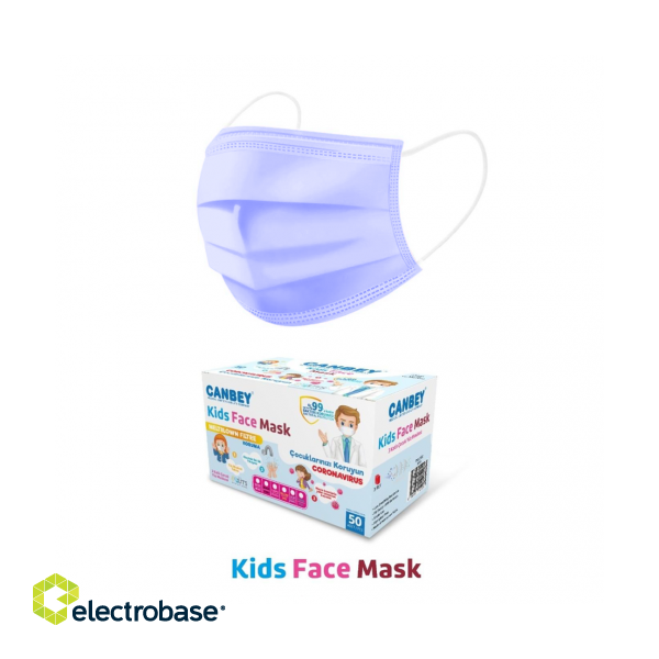Childrens 3 layer medical face masks 50 pcs, Blue