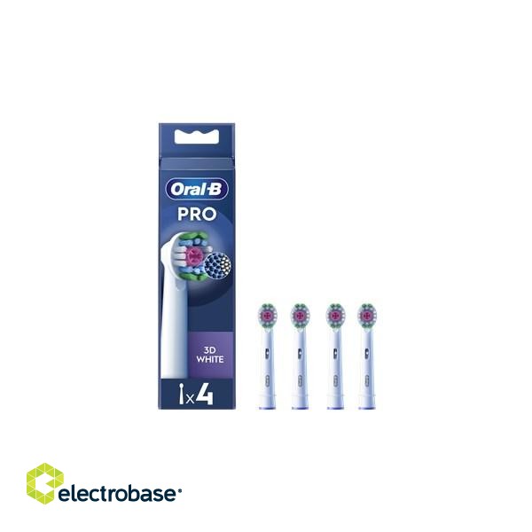 Oral-B | Replaceable toothbrush heads | EB18-4 3D White Pro | Heads | For adults | Number of brush heads included 4 | White