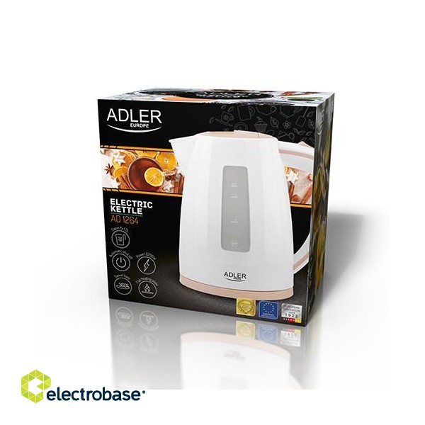 Adler AD 1264 electric kettle 1.7 L 2200 W Hazelnut, White image 4