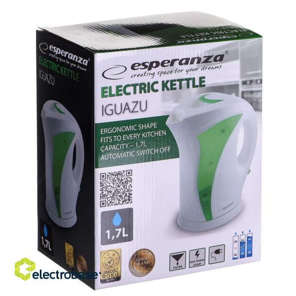 Esperanza EKK018G Electric kettle 1.7 L, White / Green paveikslėlis 6