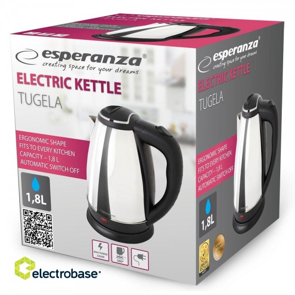Esperanza EKK104S Electric kettle 1.8 L 2200 W Silver paveikslėlis 2