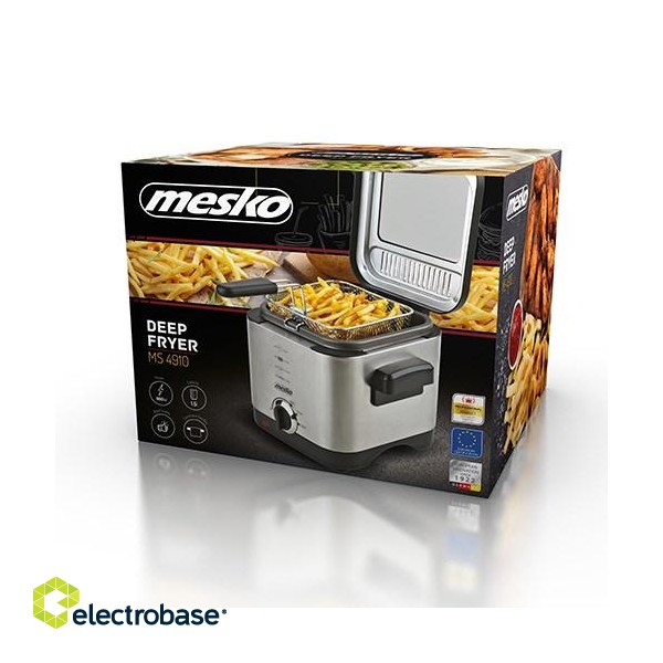 Mesko Home MS 4910 fryer Single 1.5 L Stand-alone 900 W Deep fryer Black, Satin steel paveikslėlis 2