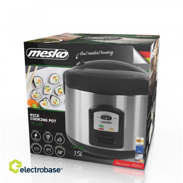 Mesko MS 6411 rice cooker Black,Stainless steel 1000 W image 4