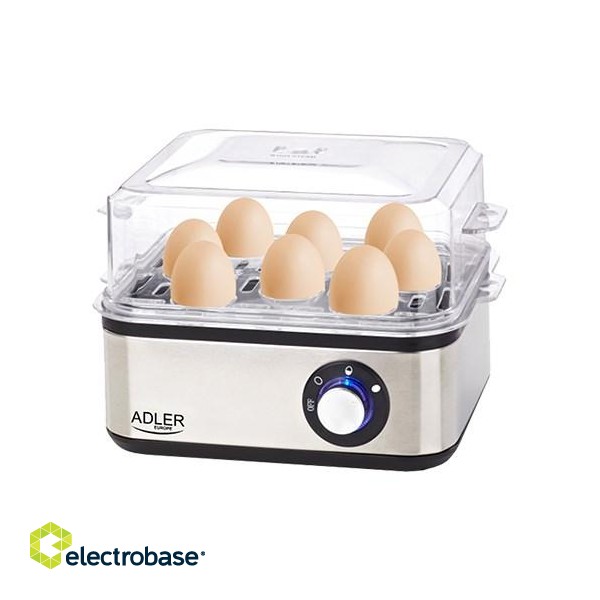 Adler AD 4486 egg cooker 8 egg(s) 800 W Black,Satin steel,Transparent paveikslėlis 1