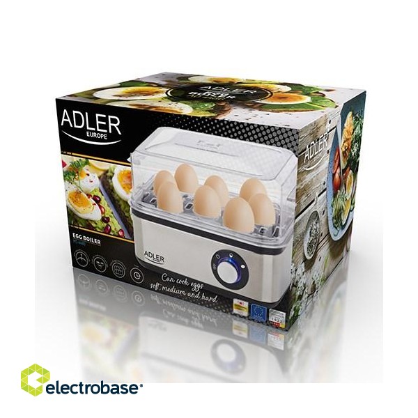 Adler AD 4486 egg cooker 8 egg(s) 800 W Black,Satin steel,Transparent paveikslėlis 6