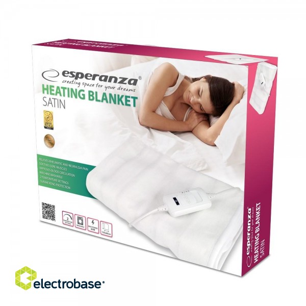 Esperanza EHB002 electric blanket 60 W White Fleece,Polyester paveikslėlis 2