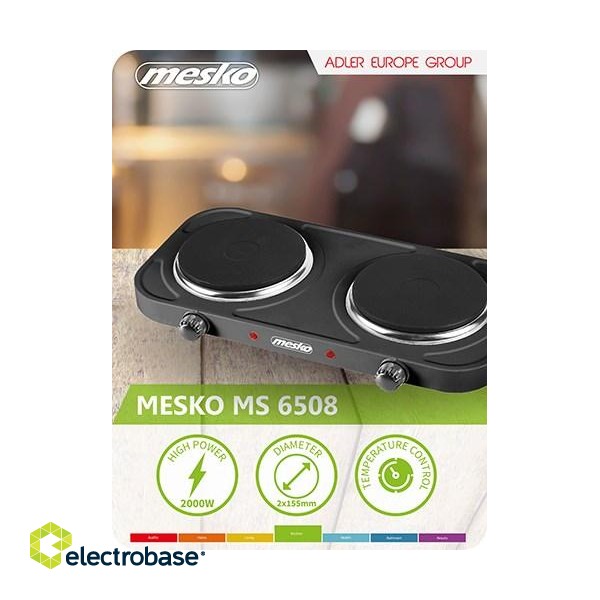 Mesko Home MS 6509 hob Black Countertop Sealed plate 2 zone(s) paveikslėlis 7